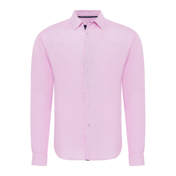 mens light pink dress shirt Le Club Peter Linen Shirt - Pink