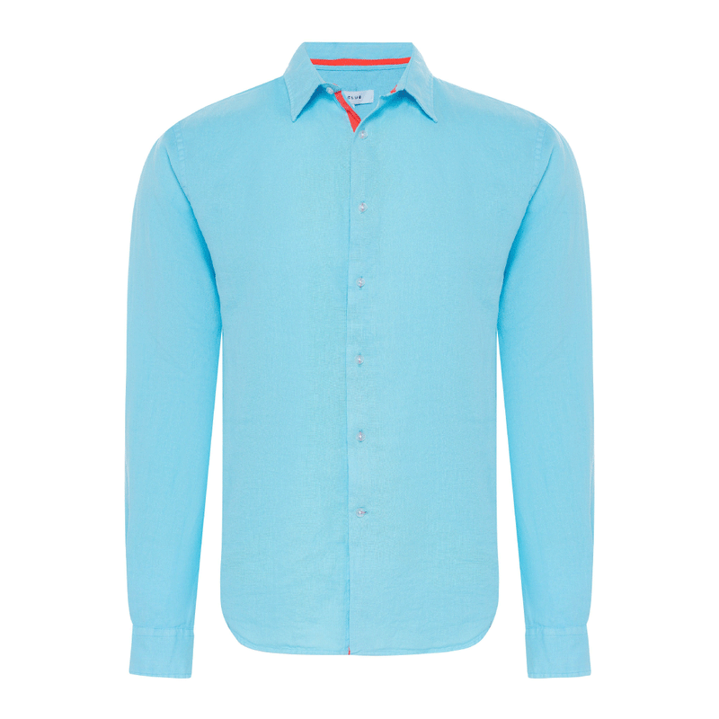 Peter Linen Shirt - Aqua - Le Club Original - Mens Tops