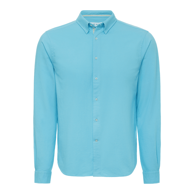 Oxford Cotton Shirt - Aqua - Le Club Original - Mens Tops