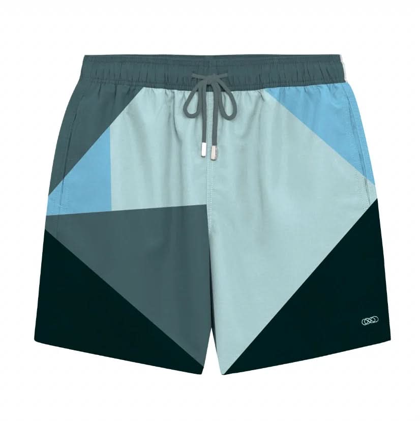 Geo Big Triangles Blue print (men's style shown)