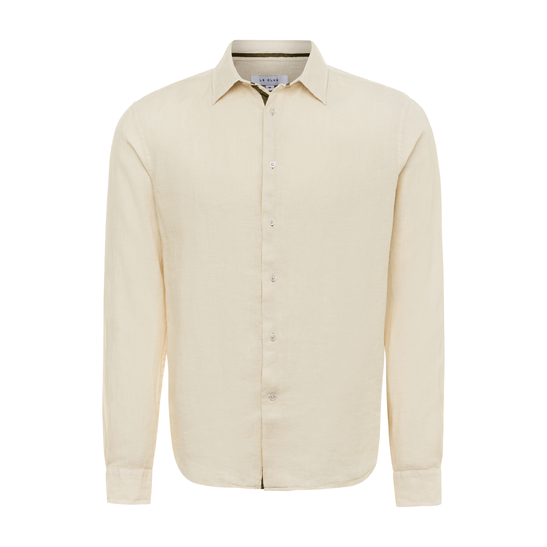 Le Club Original Peter Linen Shirt - Beige XXL / Button Up Shirt - Linen Dress Shirt - Long Sleeve - Summer Shirt - Mens Linen Shirt