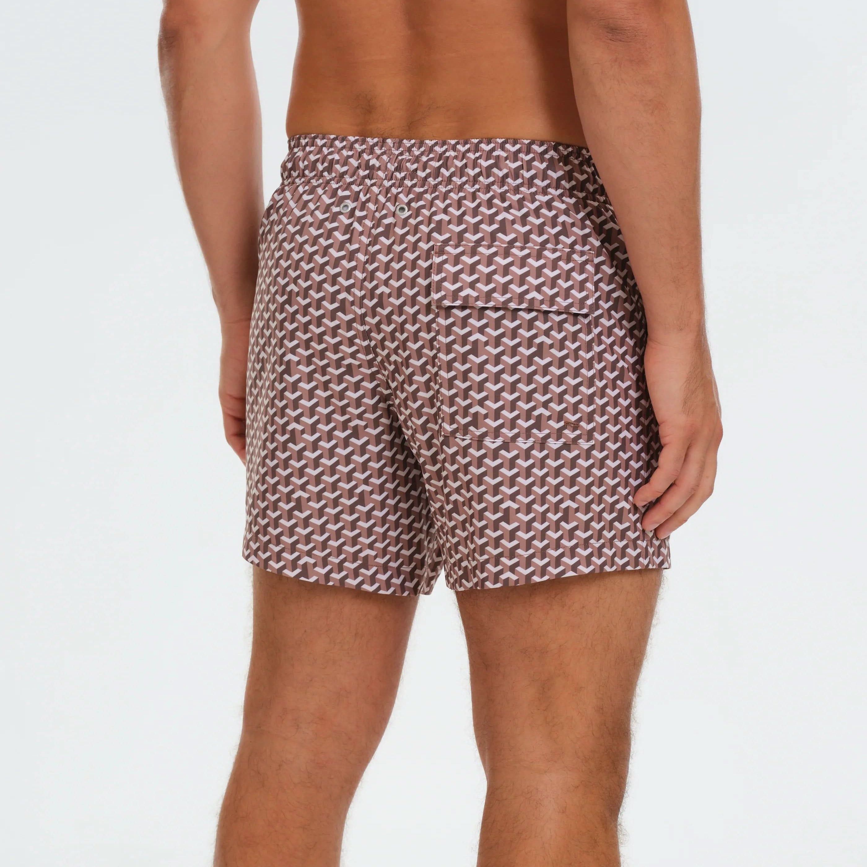 Geo Brown Men's Swim Trunks - Image 7