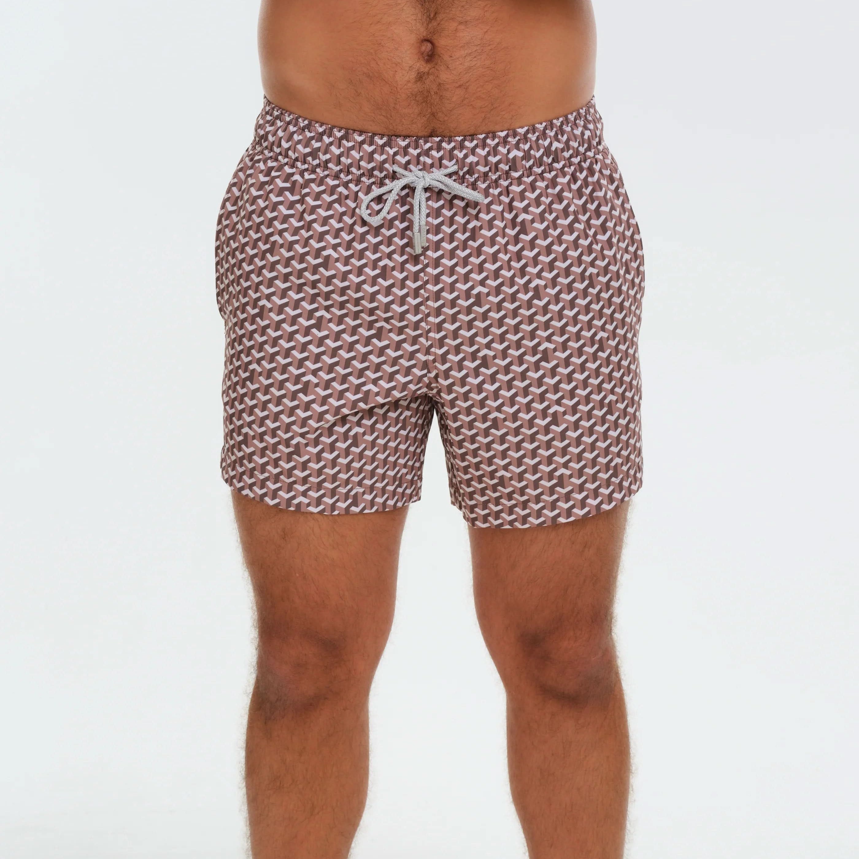 Geo Brown Men's Swim Trunks - Image 6