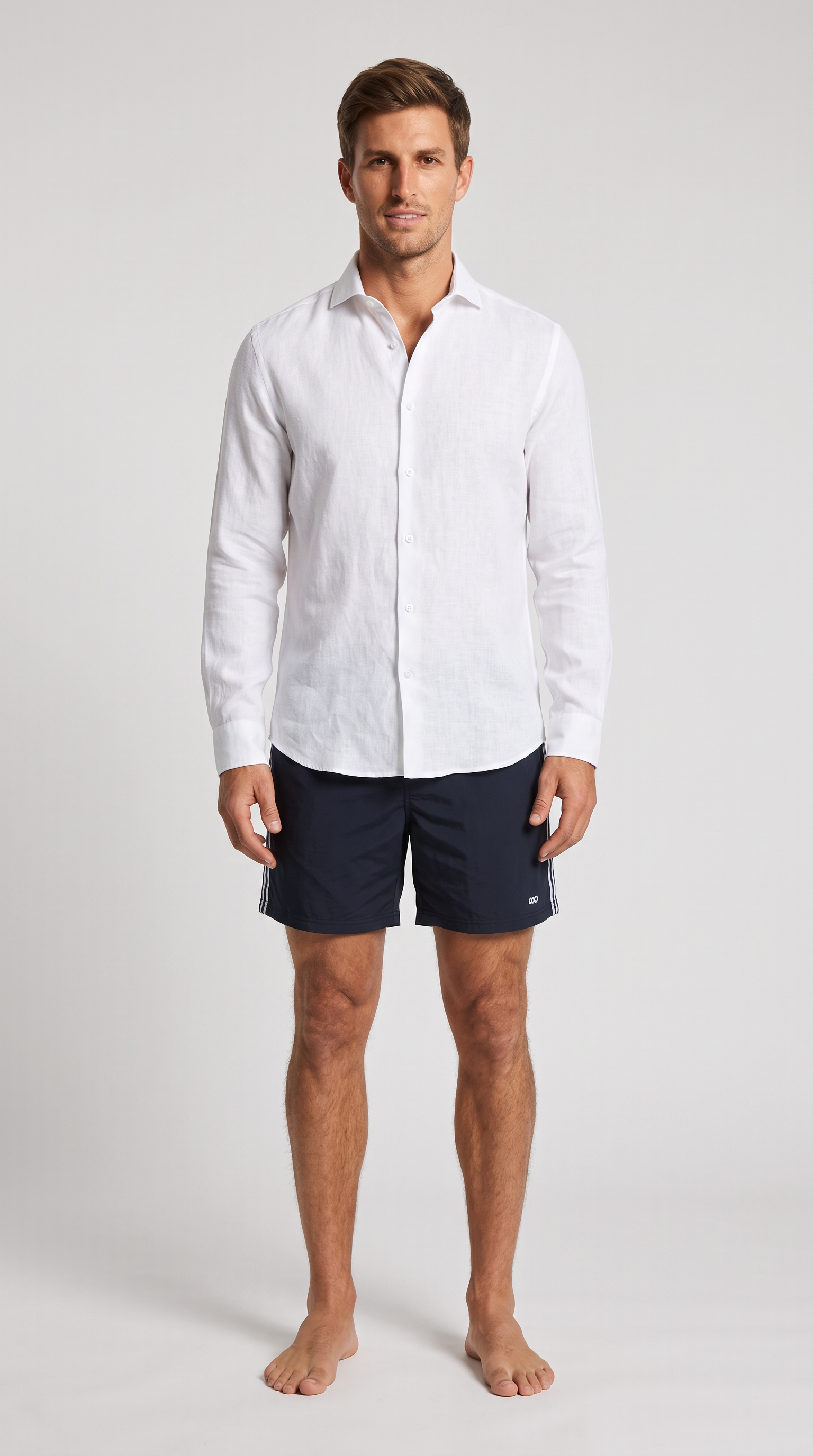 Man wearing white linen shirt by Le Club Original