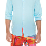 Peter Linen Shirt - Aqua - Le Club Original - Mens Tops