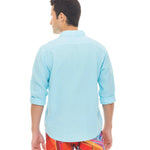 Peter Linen Shirt - Aqua - Le Club Original - Mens Tops