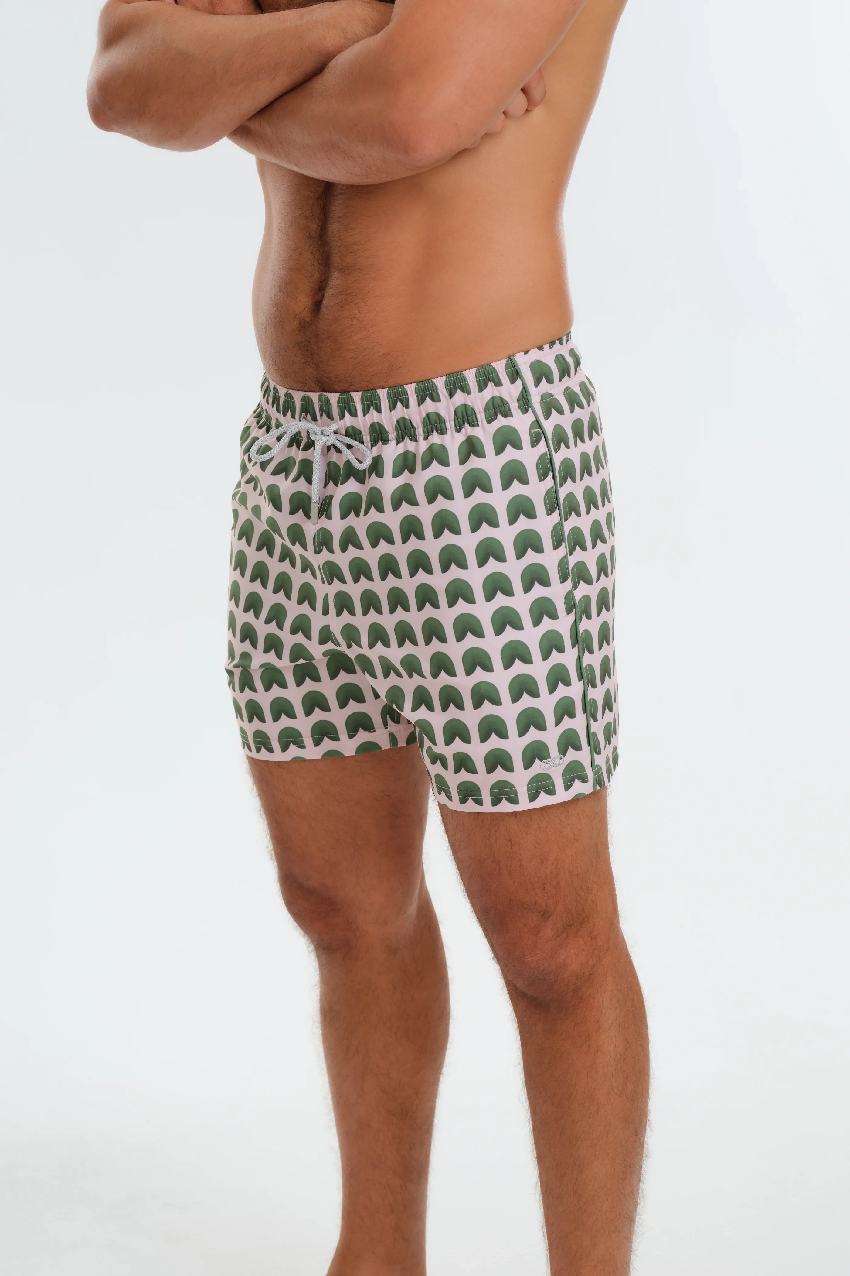 Men wearing Silver Leafs Swim Trunk Front 
