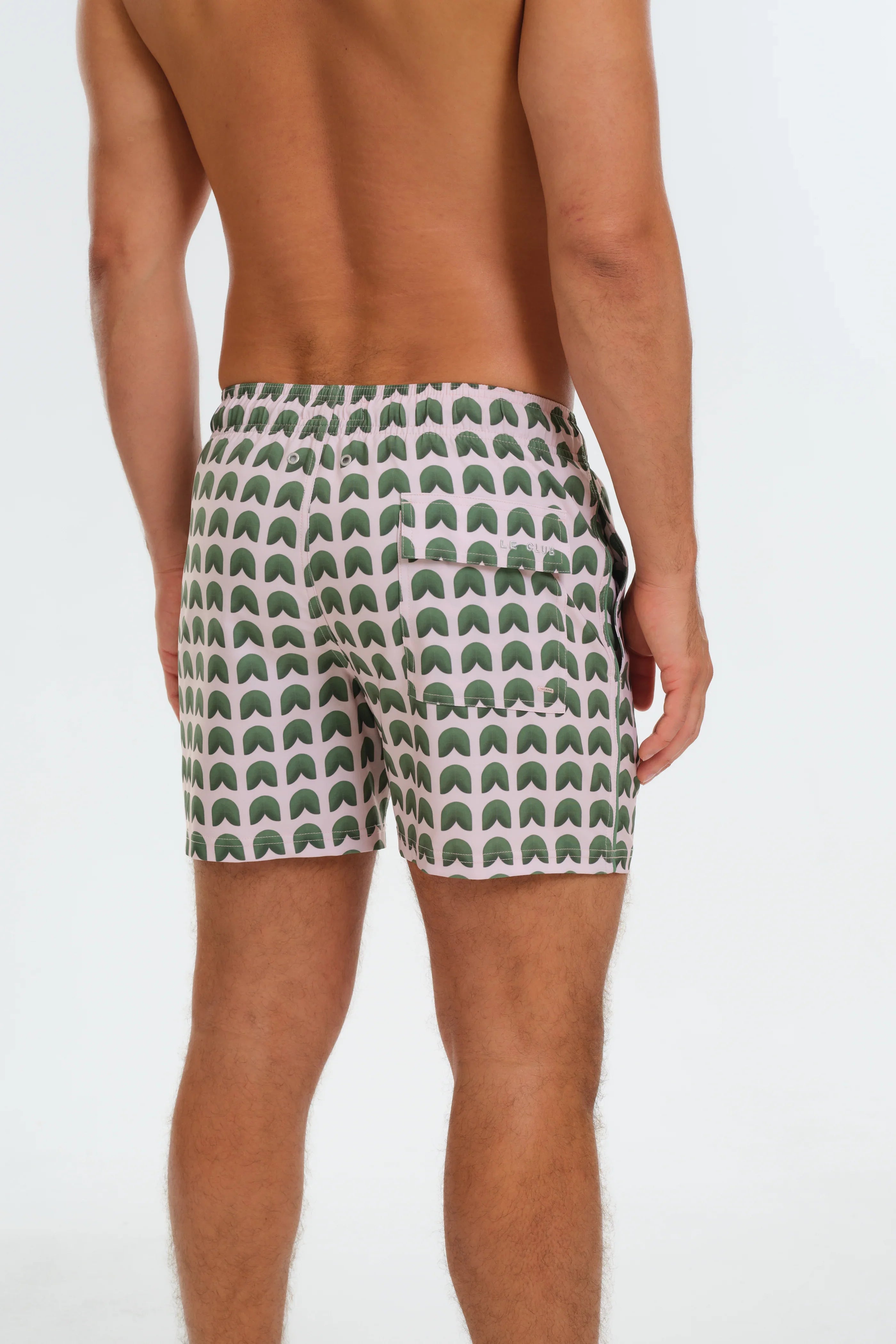 Men wearing Silver Leafs Swim Trunk Back