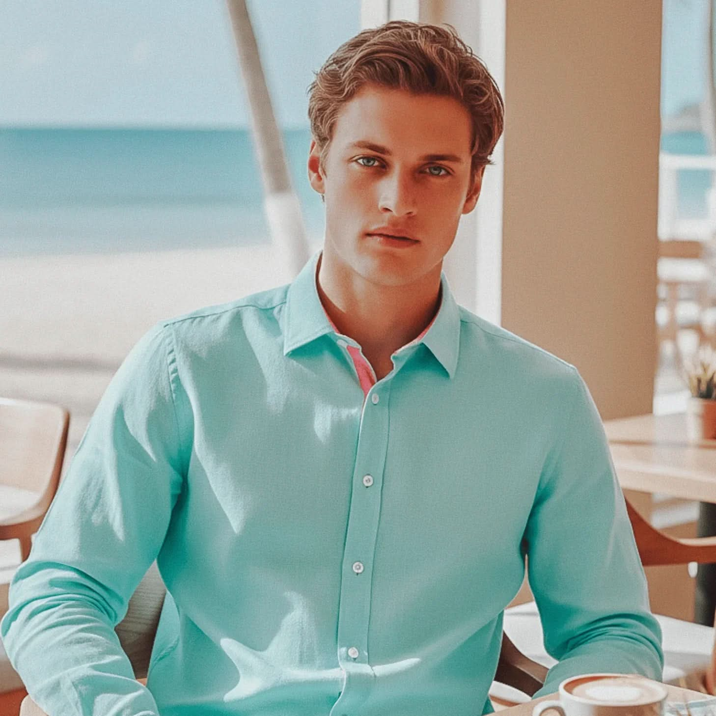Peter Men's Linen Shirt - Mint | Le Club Original Peter Men's Linen Shirt - Mint | Le Club Original