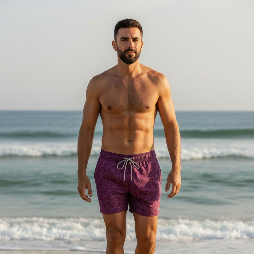 royal peyal swim trunk on model
