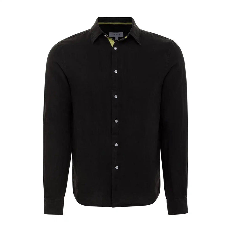Peter Linen Shirt - Black - Le Club Original - Mens Tops