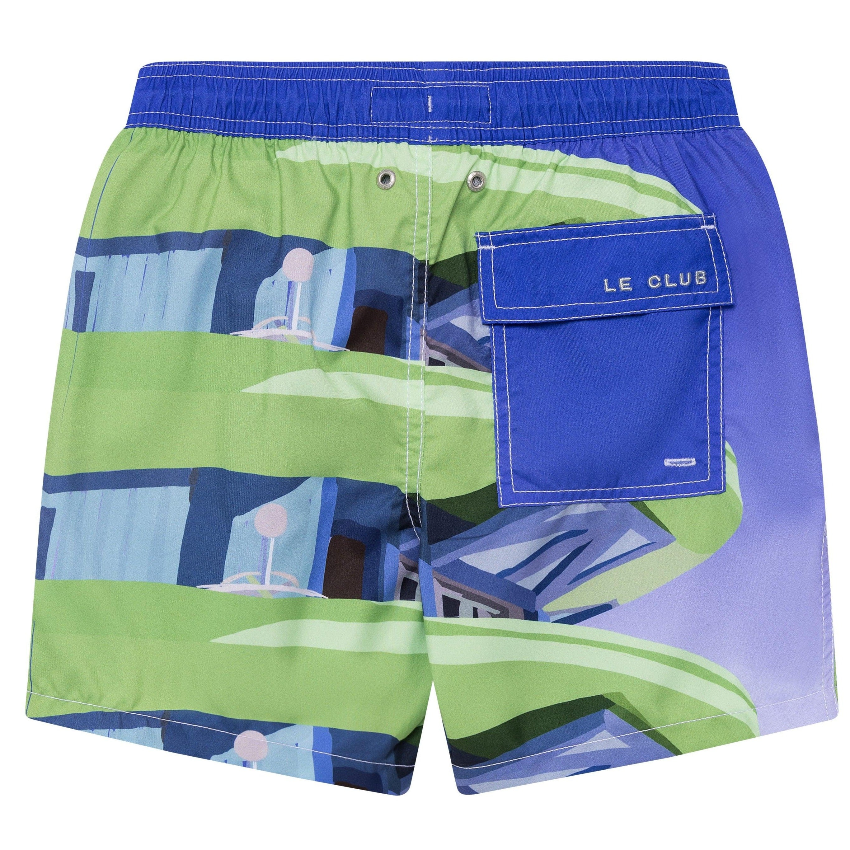 2021 Le Club Men's Swimsuit Leaves Mid Length Trunk 5 inch inseam