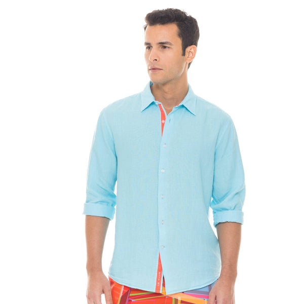 Peter Linen Shirt - Aqua - Le Club Original